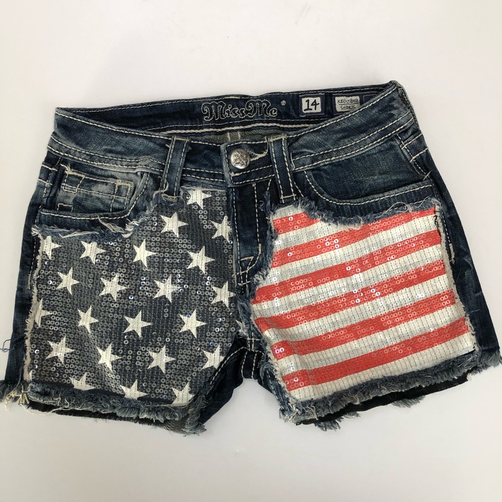 Miss me kids Girls size 14 America flag shorts